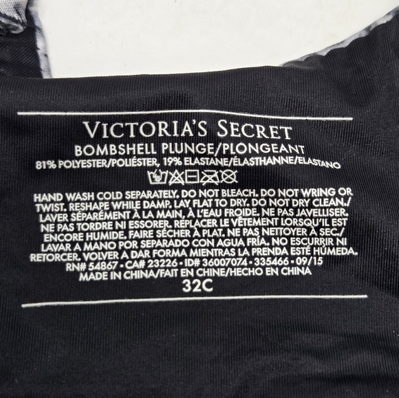 VICTORIA'S SECRET BOMBSHELL PLUNGE BRA SILVER BLACK ANIMAL PRINT WOMEN 32C SEXY - Picture 10 of 11